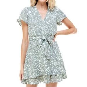 Emerald Sundae Jr. Short Sleeve Dots Fit + Flare Tiered Short Mini Dress Size 9